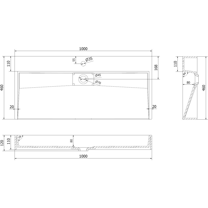 Mexen Ava плотна мивка от конгломерат 1/О 100 x 46 см, черна - 23011071