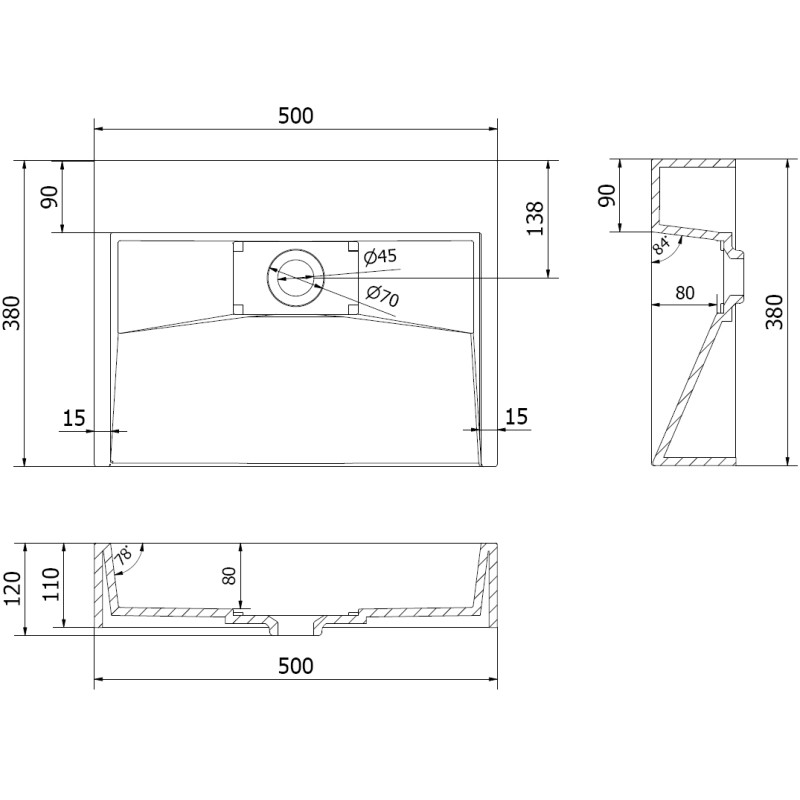 Mexen Ava мивка за плот от конгломерат B/O 50 x 38 см, бяла - 23015000
