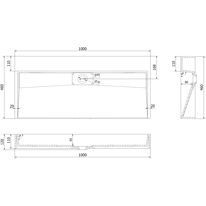 Mexen Ava надплотна мивка от конгломерат B/O 100 x 46 cm, бяла - 23011000