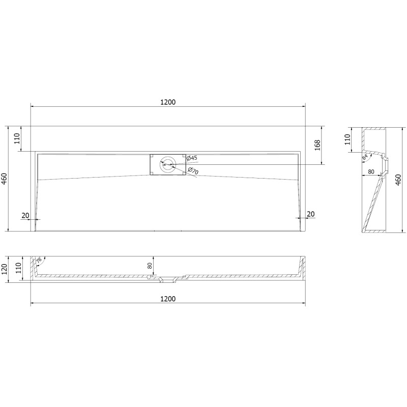 Mexen Ava мивка върху плот от конгломерат Б/О 120 x 46 см, черна - 23011270