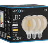 Mexen Vintis 3x LED филаментна крушка E27, G95, 4W, Топла - 2700K, 400 lm, кехлибар