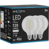 Mexen Vintis 3x LED филаментна крушка E27, G95, 6W, Неутрална - 4000K, 720 lm, прозрачна