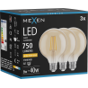 Mexen Vintis 3x LED филамент крушка E27, G95, 8W, Топла - 2200K, 750 lm, кехлибар