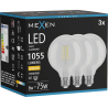 Mexen Vintis 3x LED филамент крушка E27, G95, 8W, Топла - 2700K, 1055 lm, прозрачна