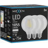 Mexen Vintis 3x LED нишкова крушка E27, G95, 8W, Неутрална - 4000K, 1055 lm, прозрачна