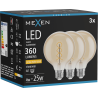 Mexen Vintis 3x Филаментна LED крушка спирала E27, G95, 4W, Топла - 2200K, 360 lm, кехлибар