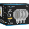Mexen Vintis 3x LED филаментна крушка спирала E27, G95, 4W, Топла - 2200K, 220 lm, димна