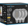 Mexen Vintis 3x LED крушка с нажежаема спирала E27, G95, 6W, Топла - 2700K, 510 lm, димна