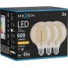 Mexen Vintis 3x LED крушка с филaмент спирала E27, G95, 8W, Топла - 2200K, 600 lm, амбър