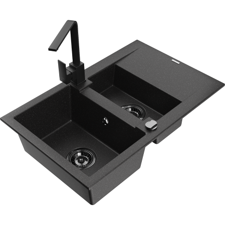 Mexen Gaspar гранитна мивка с 1,5 камери с отцедник и кухненски смесител Rita,