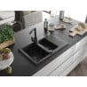 Mexen Gaspar гранитна мивка с 1,5 камери с отцедник и кухненски смесител Rita,