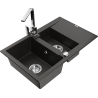 Mexen Gaspar гранитна мивка 1,5-камерна с отцедник и кухненски смесител Rita,