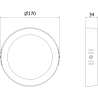 Mexen LDSR LED таванна лампа, повърхностен монтаж, диаметър 17 см, 12W, Студена -