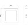 Mexen LDSS LED таванно осветление за повърхностен монтаж 17 x 17 cm, 12W, Студена -