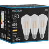Mexen Vintis 3x LED филaментна крушка E27, ST64, 4W, Топла - 2700K, 470 lm, прозрачна