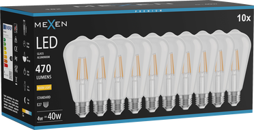 Mexen Vintis 10x LED нажежаема лампа E27, ST64, 4W, Топла - 2700K, 470 lm, прозрачна