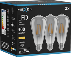 Mexen Vintis 3x LED филамент крушка E27, ST64, 4W, Топла - 2700K, 300 lm, опушен - L152-E27-0427-70x03