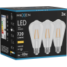 Mexen Vintis 3x LED крушка с нажежаема жичка E27, ST64, 6W, Топла светлина - 2700K, 720 lm,