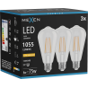 Mexen Vintis 3x LED нажежаема жичка крушка E27, ST64, 8W, Топла - 2200K, 1055 lm, прозрачна