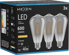 Mexen Vintis 3x LED нажежаема жичка E27, ST64, 8W, Топло - 2200K, 600 lm, опушен - L152-E27-0822-70x03