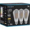 Mexen Vintis 3x LED филаментна крушка E27, ST64, 8W, Топла - 2700K, 680 lm, пушек