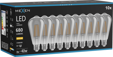 Mexen Vintis 10x LED Филамент Крушка E27, ST64, 8W, Топла - 2700K, 680 lm, димно - L152-E27-0827-70x10