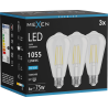 Mexen Vintis 3x LED филамент крушка E27, ST64, 8W, Студена - 6500K, 1055 lm, прозрачна