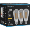 Mexen Vintis 3x Филаментна LED крушка E27, ST64, 10W, Топла - 2200K, 780 lm, опушена