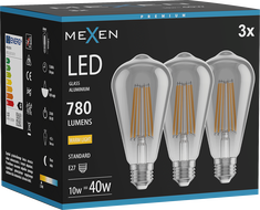Mexen Vintis 3x LED филамент крушка E27, ST64, 10W, Топла - 2700K, 780 lm, димна - L152-E27-1027-70x03