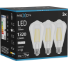 Mexen Vintis 3x LED филaментна крушка E27, ST64, 10W, Неутрална - 4000K, 1320 lm, прозрачна