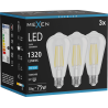 Mexen Vintis 3x LED филаментна крушка E27, ST64, 10W, Студено - 6500K, 1320 lm, прозрачно -