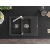 Mexen Gaspar гранитна мивка с 1,5 корита с отцедник и кухненски смесител Rita,