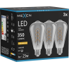 Mexen Vintis 3x спирална LED крушка с филамент E27, ST64, 6W, Топла - 2200K, 350 lm, опушено