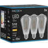 Mexen Vintis 3x LED спираловидна нажежаема жичка E27, ST64, 6W, Топла - 2700K, 510 lm, димна
