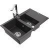 Mexen Gaspar гранитна мивка с 1,5 корита с отцедник и кухненски смесител Rita,