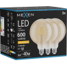 Mexen Vintis 3x LED филамент крушка E27, G125, 6W, Топла - 2200K, 600 lm, амбър - L158-E27-0622-50x03