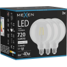 Mexen Vintis 3x LED крушка с нажежаема жичка E27, G125, 6W, Неутрална - 4000K, 720 lm,