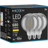 Mexen Vintis 3x LED нажежаема жичка крушка E27, G125, 8W, Топла - 2700K, 680 lm, опушен