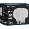 Mexen Vintis 3x LED филаментна крушка E27, G125, 8W, Неутрална - 4000K, 1055 lm, прозрачна
