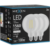 Mexen Vintis 3x LED нажежаема жичка E27, G125, 12W, Неутрална - 4000K, 1560 lm, прозрачен