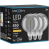 Mexen Vintis 3x LED спиралова нишка крушка E27, G125, 8W, Топла - 2200K, 450 lm, опушен