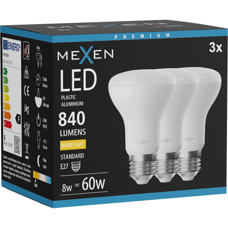 Mexen Nova 3x LED крушка E27, R63, 8W, Топло - 3000K, 840 lm - L104-E27-0830-01x03