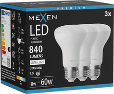 Mexen Nova 3x LED крушка E27, R63, 8W, Неутрална - 4000K, 840 lm - L104-E27-0840-01x03