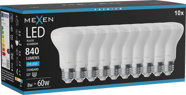 Mexen Nova 10x LED крушка E27, R63, 8W, Студена - 6500K, 840 lm - L104-E27-0865-01x10