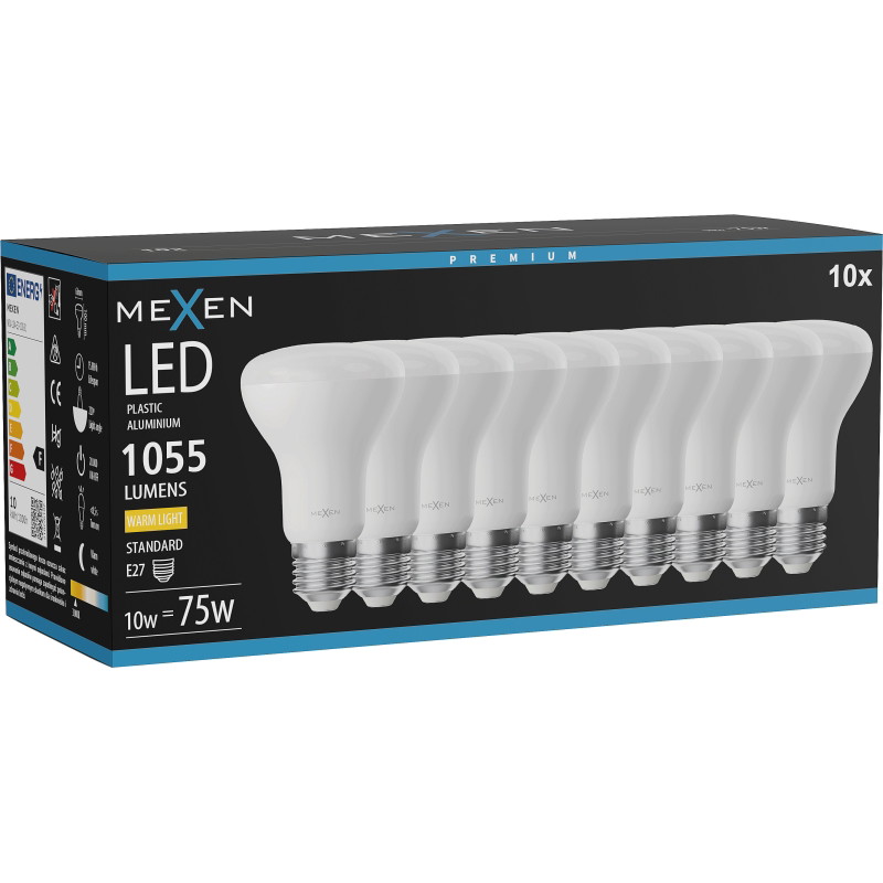 Mexen Nova 10x LED крушка E27, R63, 10W, Топла - 3000K, 1055 lm - L104-E27-1030-01x10