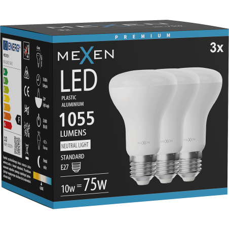 Mexen Nova 3x LED крушка E27, R63, 10W, неутрална - 4000K, 1055 lm - L104-E27-1040-01x03