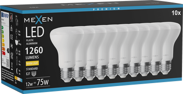 Mexen Nova 10x LED крушка E27, R63, 12W, Топла - 3000K, 1260 lm - L104-E27-1230-01x10