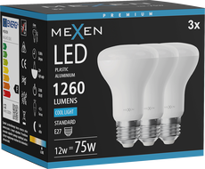 Mexen Nova 3x LED крушка E27, R63, 12W, Студена - 6500K, 1260 lm - L104-E27-1265-01x03