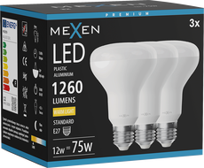 Mexen Nova 3x LED крушка E27, R80, 12W, Топла - 3000K, 1260 lm - L105-E27-1230-01x03