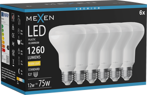 Mexen Nova 6x LED крушка E27, R80, 12W, Топла - 3000K, 1260 lm - L105-E27-1230-01x06